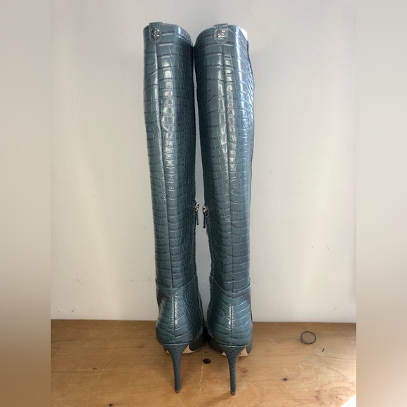 New Sam Edelman Fraya Croc-Embossed Leather Knee-High Boots Size 6.5 - Picture 5 of 12